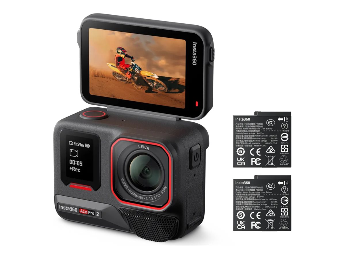 Insta360 Ace Pro 2 - Dual Battery Standard Bundle - action camera - 8K / 30 fps - Leica - Bluetooth, Wi-Fi - underwater up to 39.4 ft - black